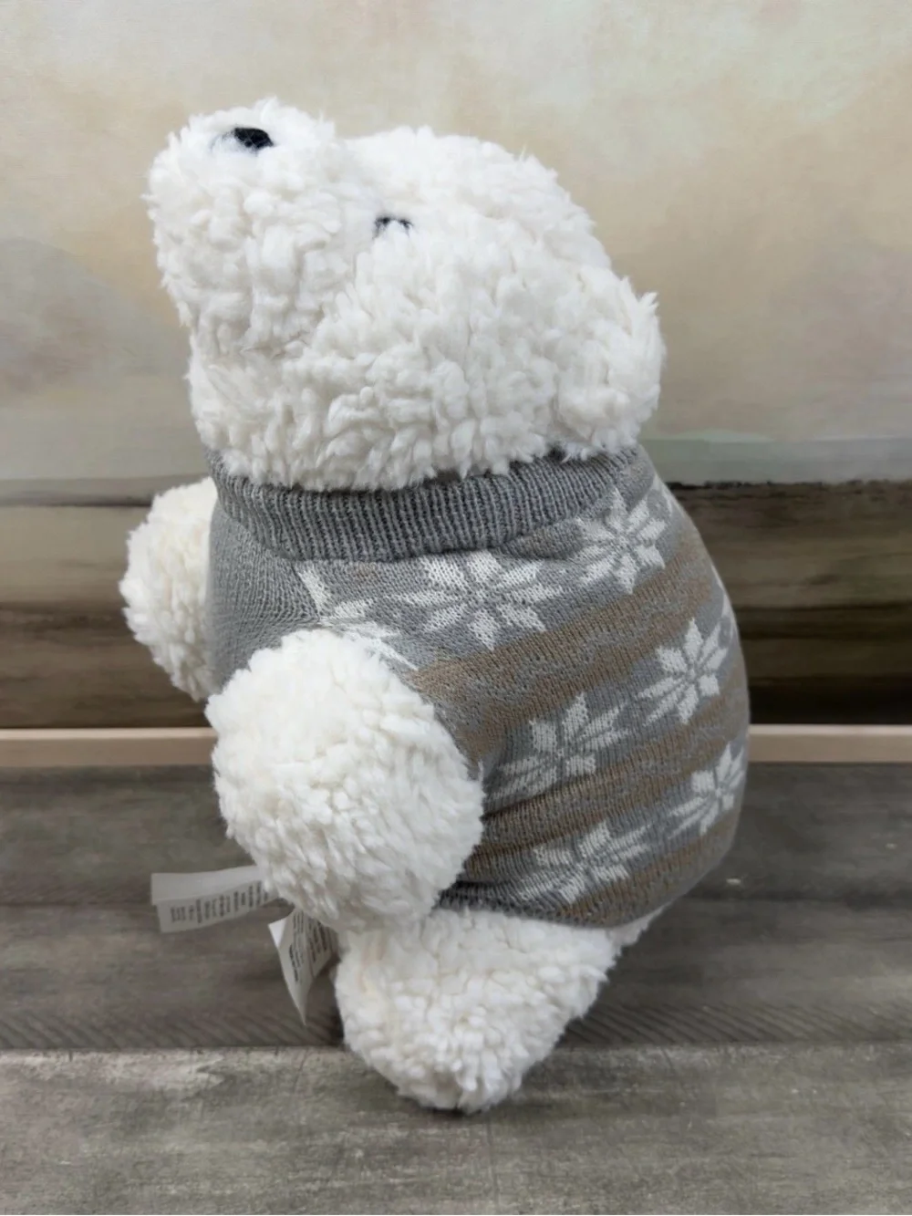 Pottery Barn Parker Polar Bear with Sweater Shaped Throw Pillow 10”x18” NWT